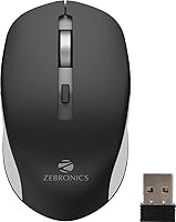 ZEBRONICS ZEB-JAGUAR Wireless Mouse, 2.4GHz with USB Nano Receiver, High Precision Optical Tracking, 4 Buttons, Plug &...