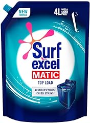 Surf Excel Matic Top Load Liquid Detergent 4L Refill Pouch, Specially designed to remove Tough Dried Stains, 1st time in Wash