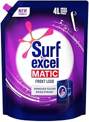 Surf Excel Matic Front Load Liquid Detergent 4L Refill Pouch, Designed for Tough Stain Removal on Laundry in Washing Machines