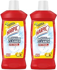 Harpic 1 Litre (Pack of 2) - Lemon, Bathroom Cleaner Liquid | New Thicker Bathroom Floor Cleaner | Red Harpic Bottle